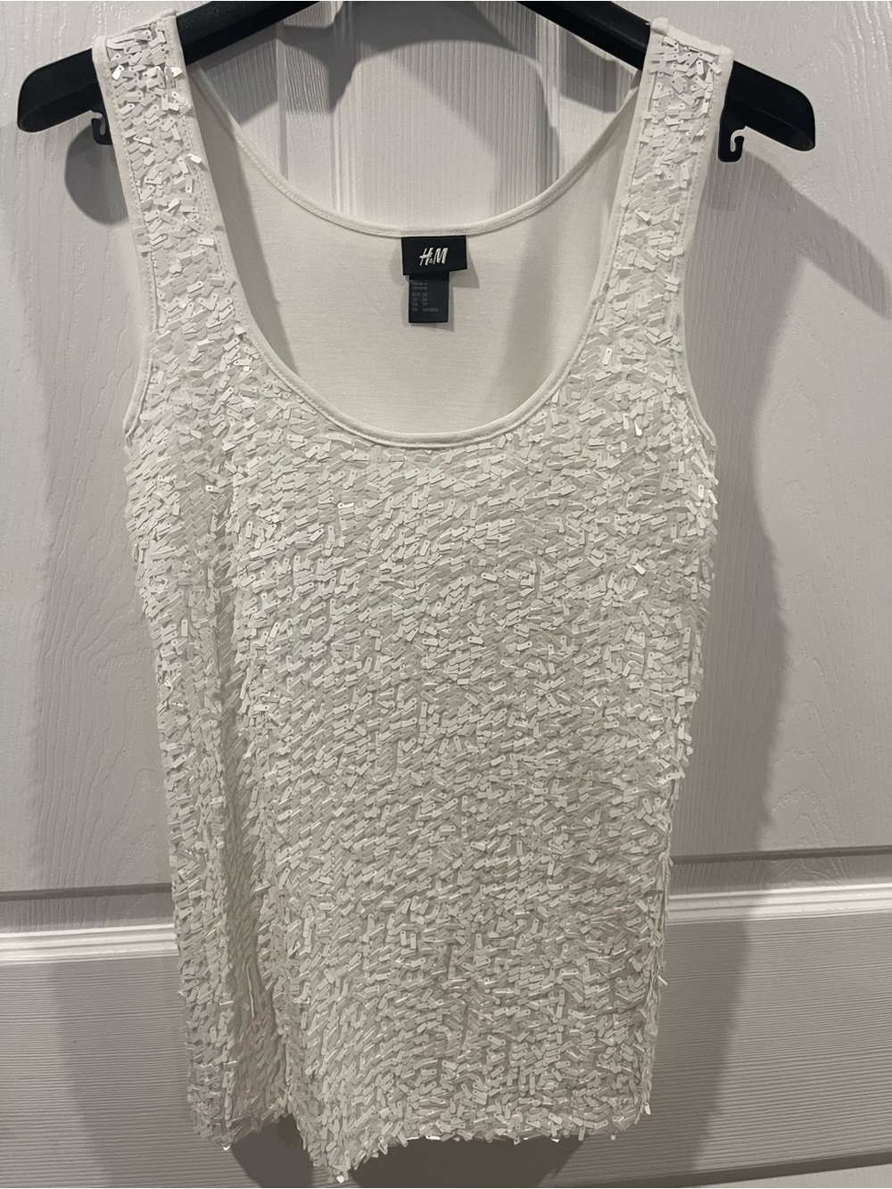 H&M White Embellished Scoop Neck Tank XS sequins